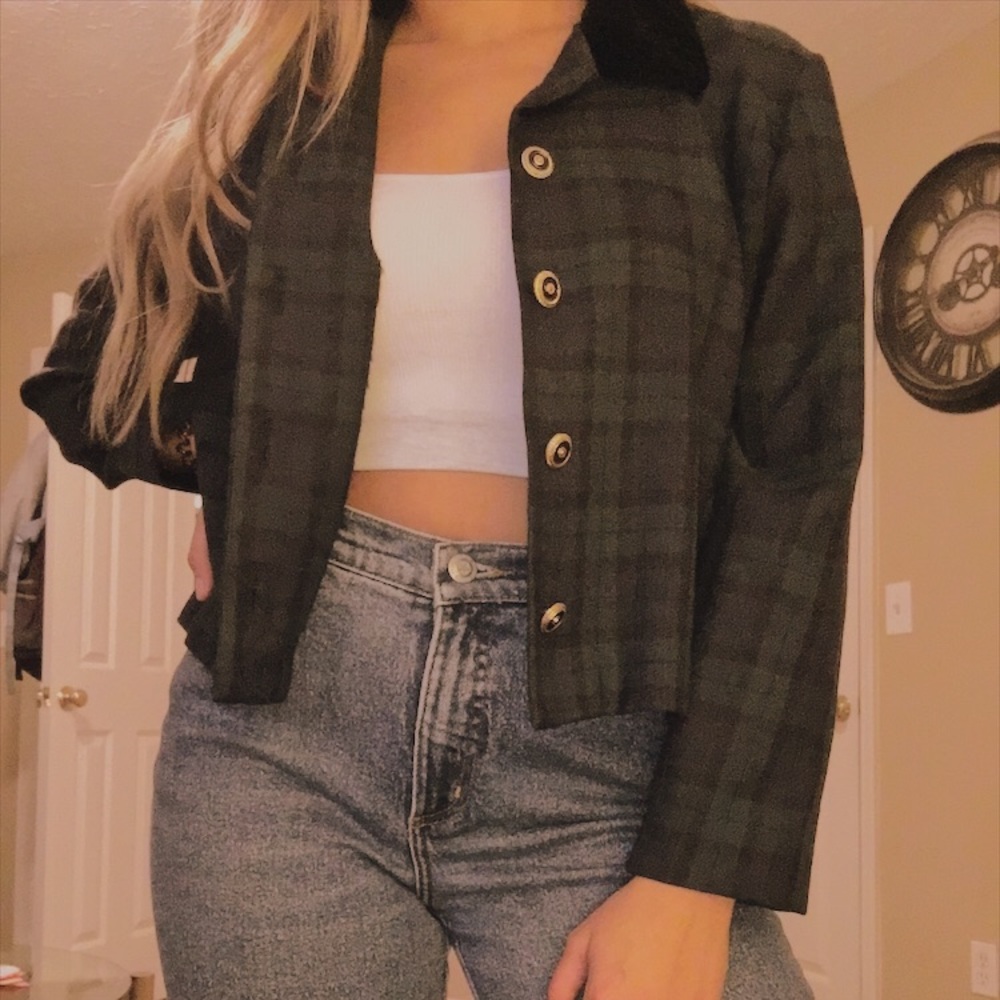 Green plaid jacket